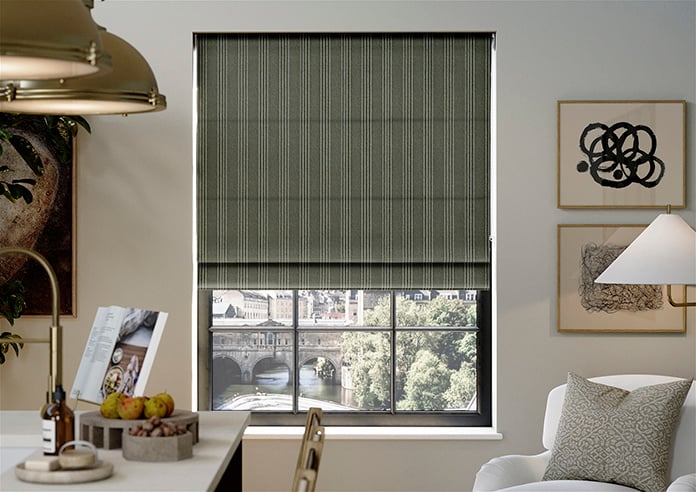 Portofino Stripe, Fern Green - Roman Blind - Image 3